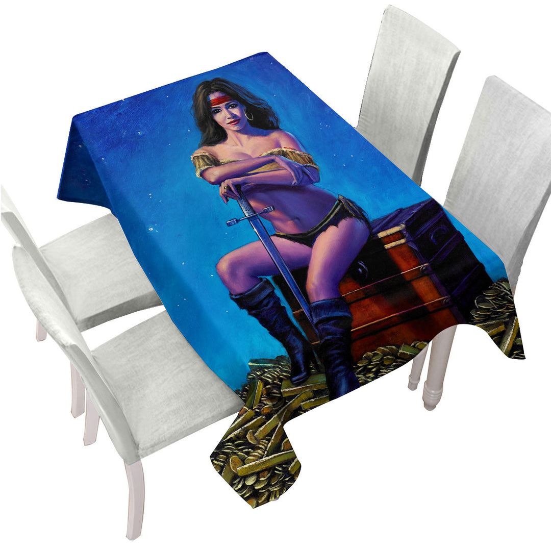 Tablecloth with Swashbucklers Bounty Woman Gold Treasure