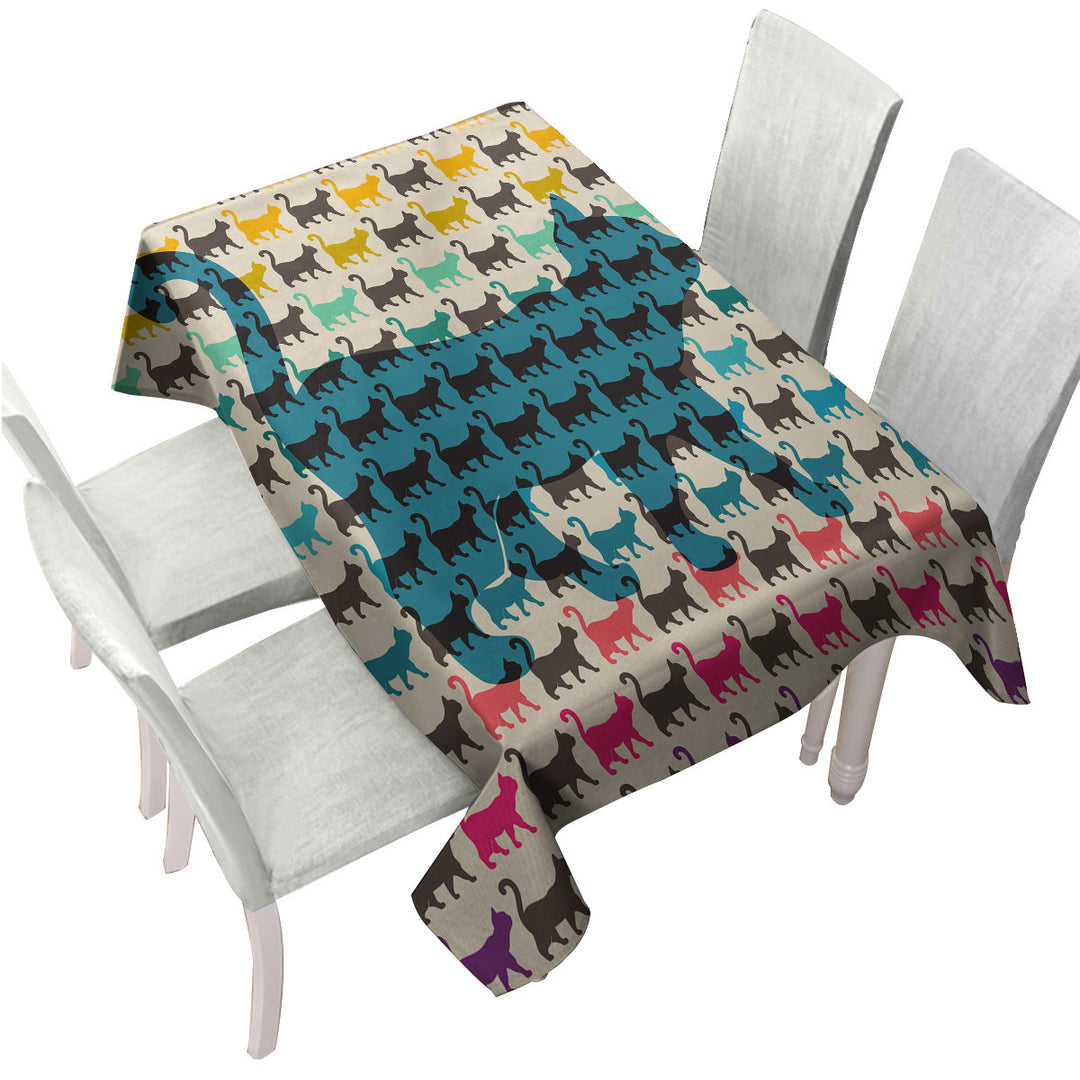 Tablecloth with The Cat Multi Colored Cat Pattern