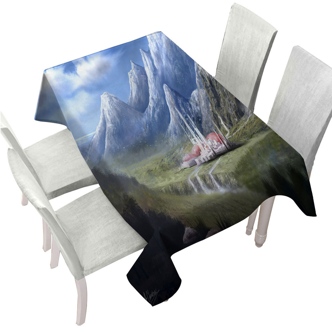 Tablecloth with The City of Kiria Fantasy Art