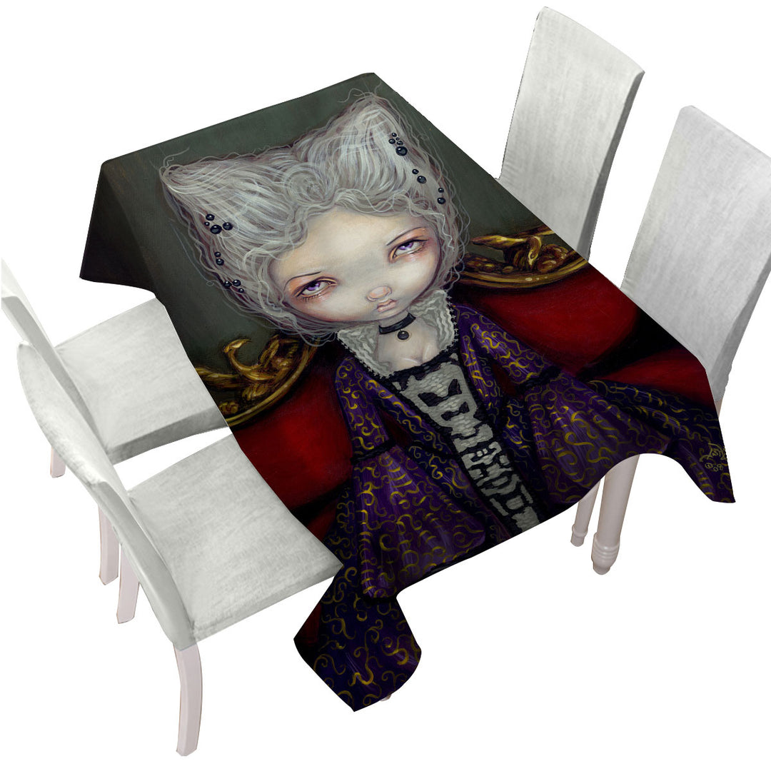 Tablecloth with The Violet Duchess Rococo Style Portrait Maiden