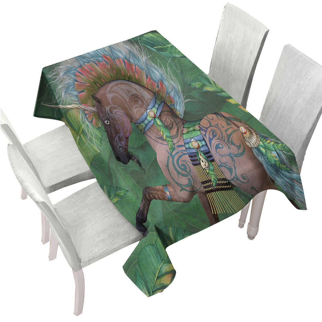 Tablecloth with Tropical Leaf Rawiri Unicorn