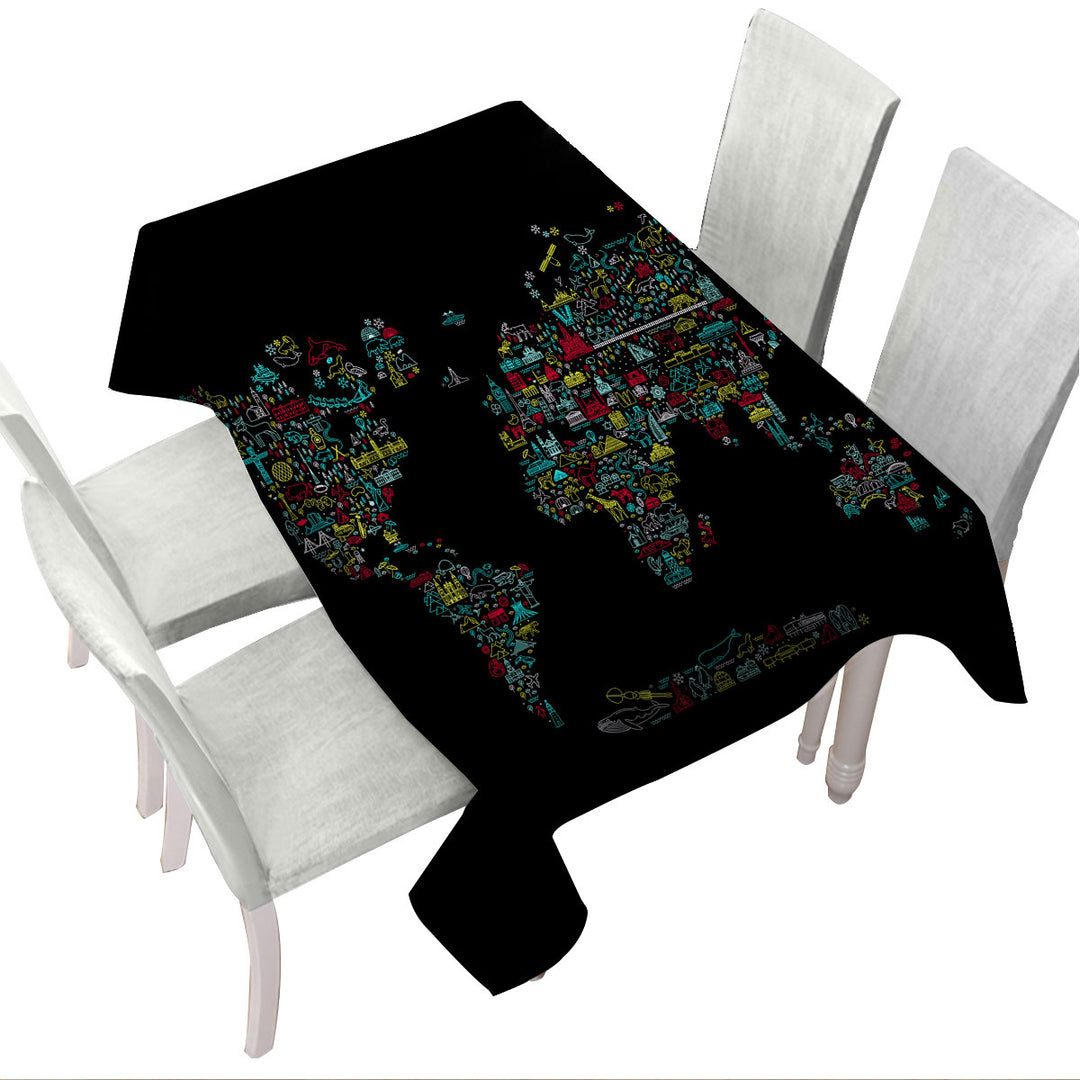 Tablecloth with Unique World Map