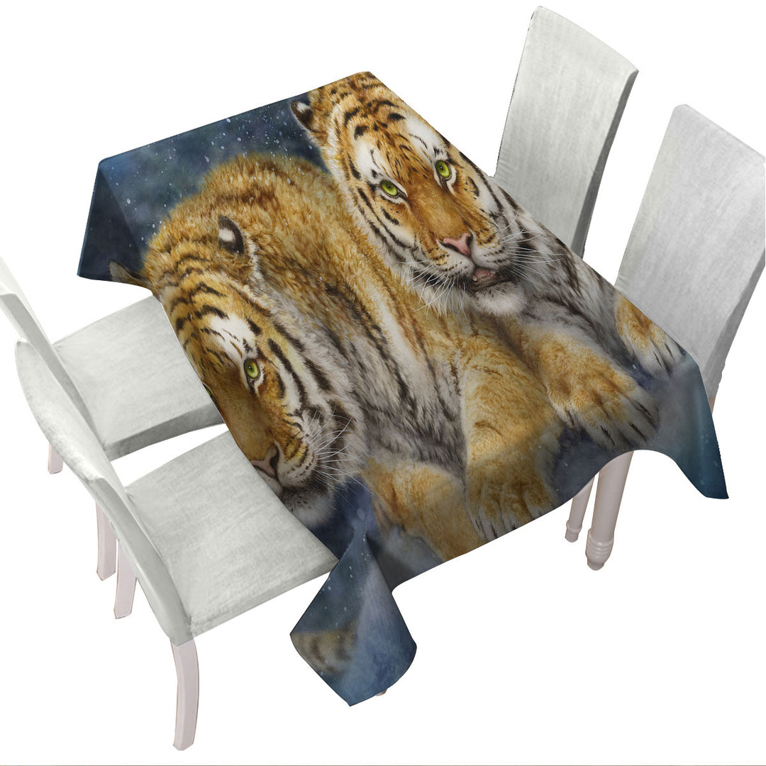 Tablecloth with Winter Storm Tigers