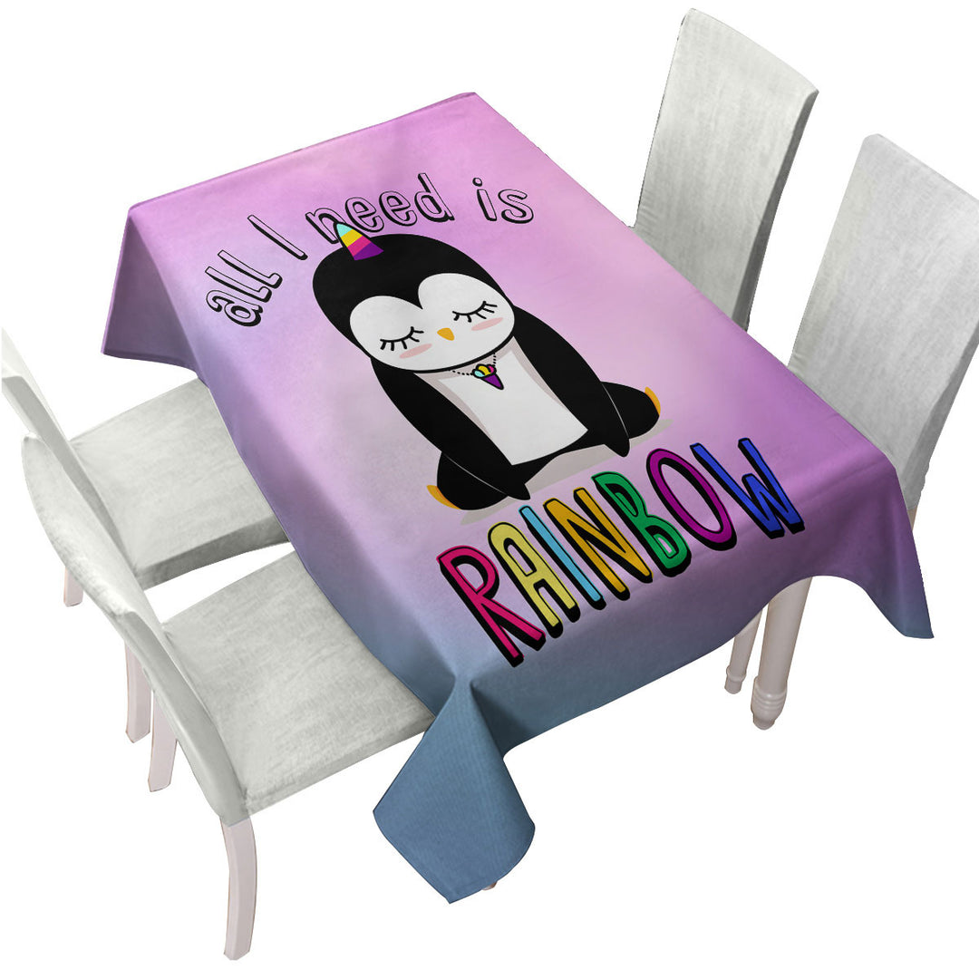 Tablecloths with Adorable Sad Unicorn Penguin