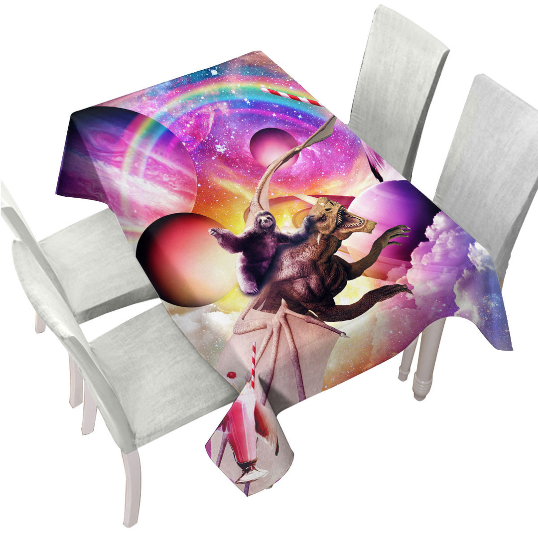 Tablecloths with Crazy Cool Space Sloth Riding Dragon