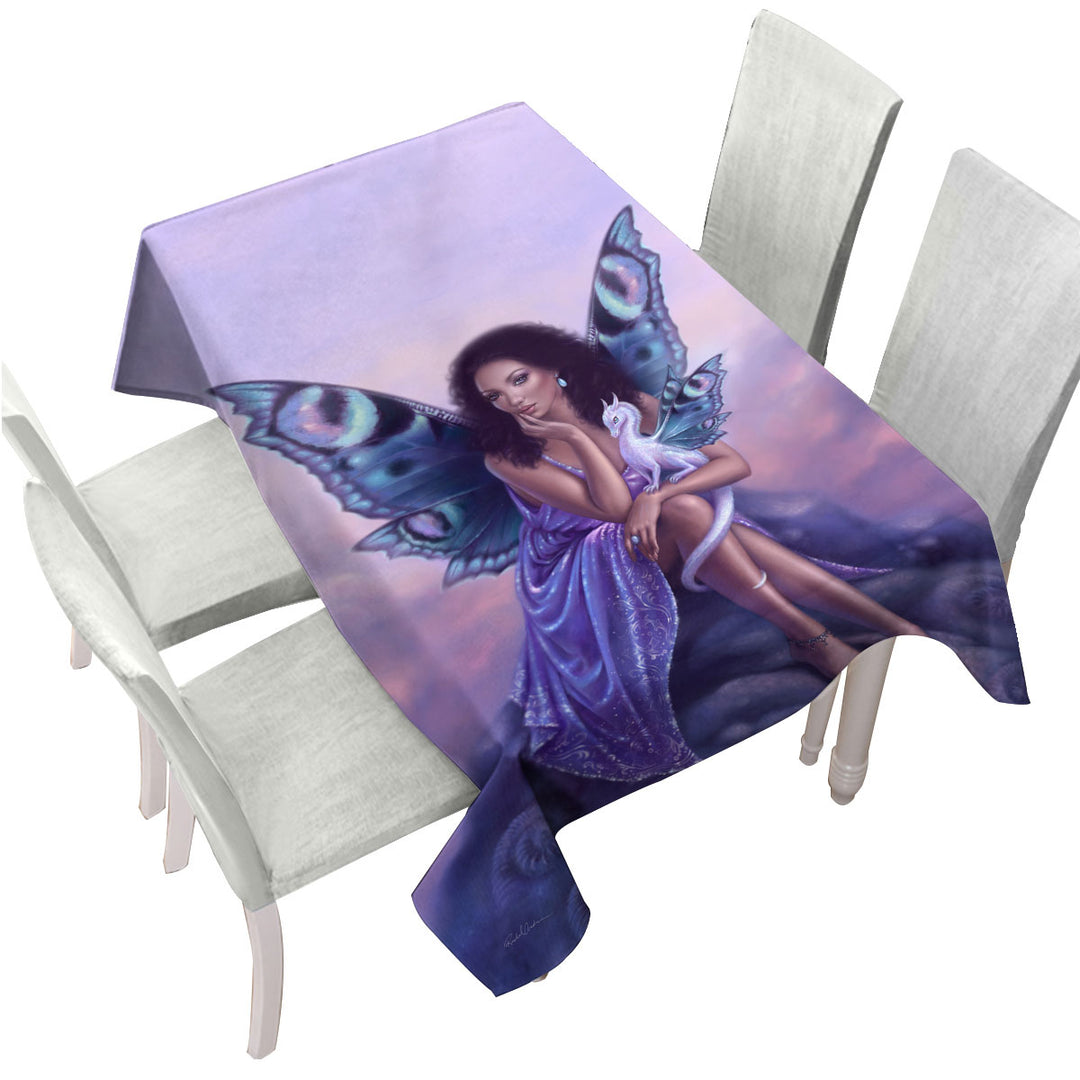 Tablecloths with Fantasy Art Gorgeous Black Girl Dragon Fairy