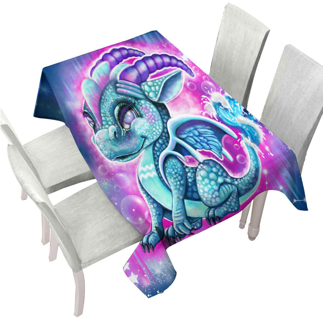 Tablecloths with Kids Fantasy Art Aquarius Lil Dragon