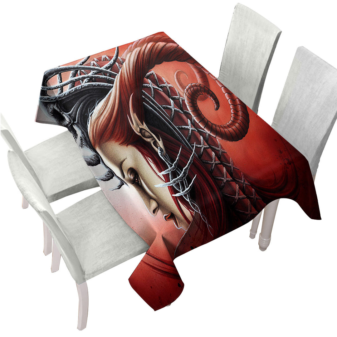 Tablecloths with Redhead Woman Gothic Fantasy Art Queen Evil