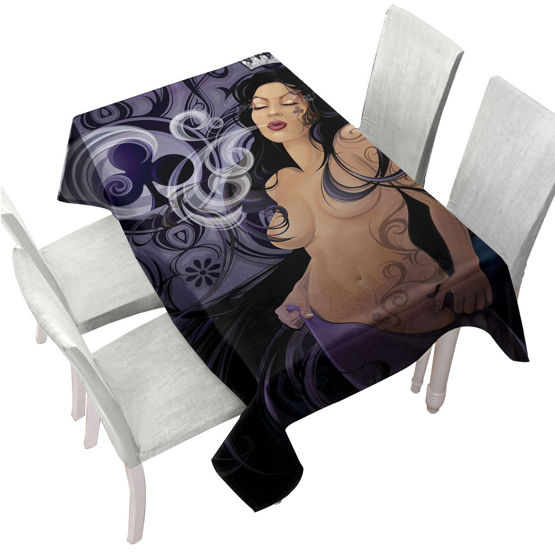 Tablecloths with Sexy Cool Art Queen of Clubs