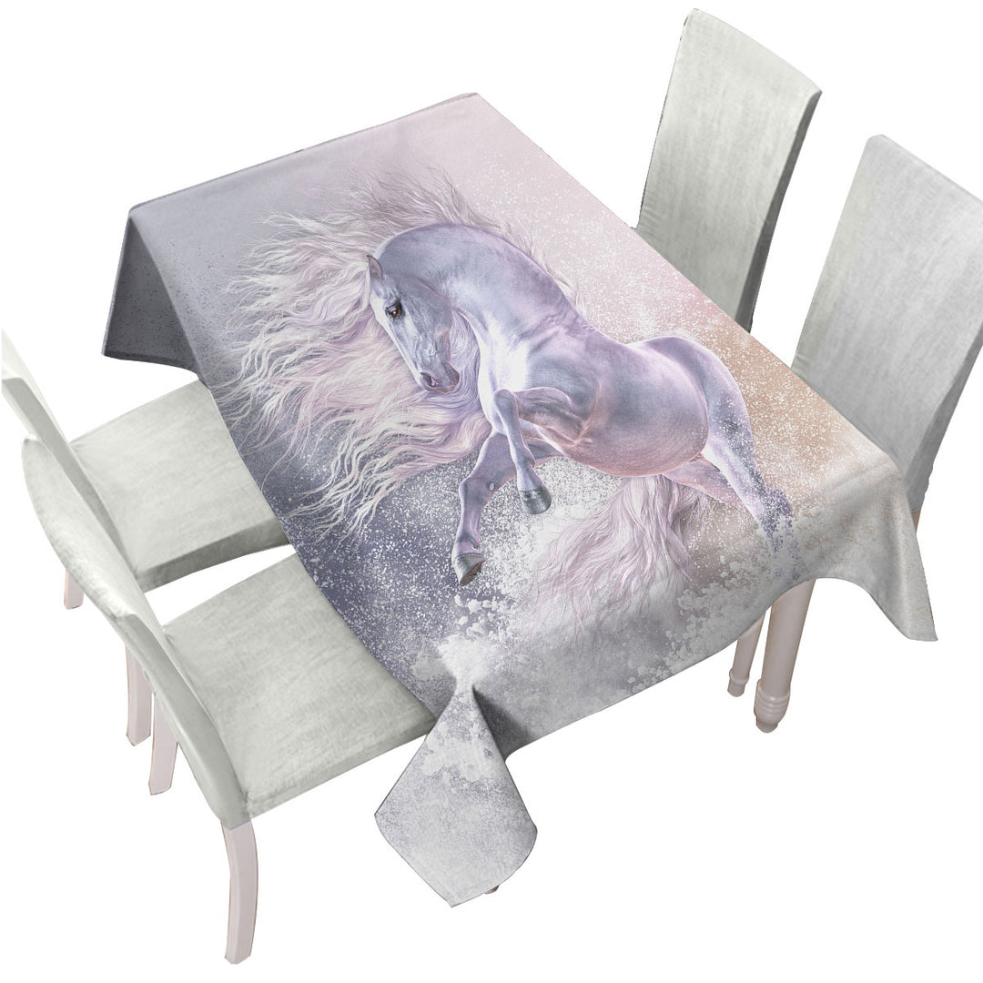 Tablecloths with Snow Ghost a Stunning White Horse