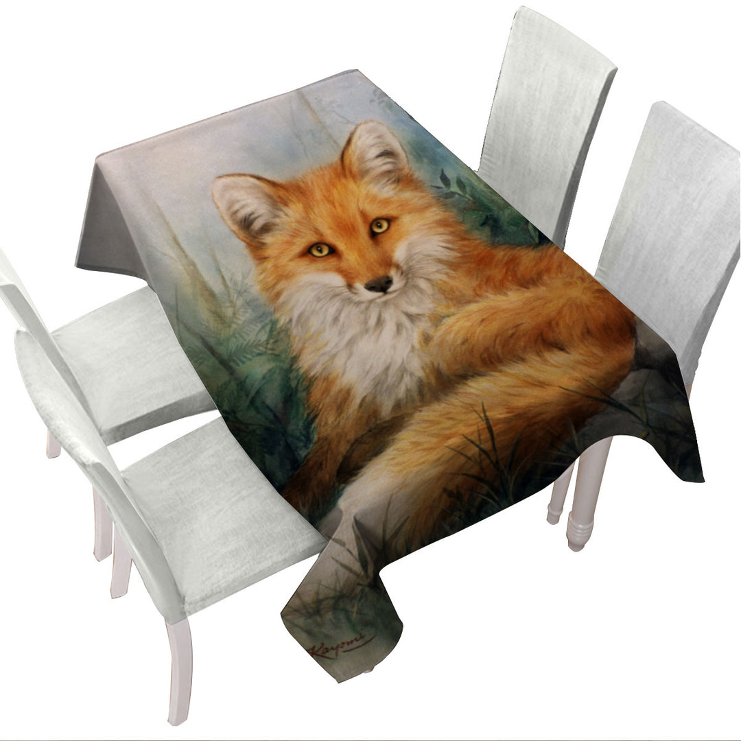 Tablecloths with Wood and Beauty Fox Art Painting