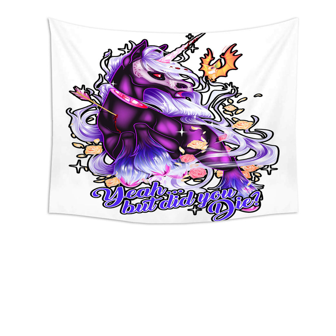 Tapestry Decor with Fantasy Art Dying Rudicorn Cool Quote
