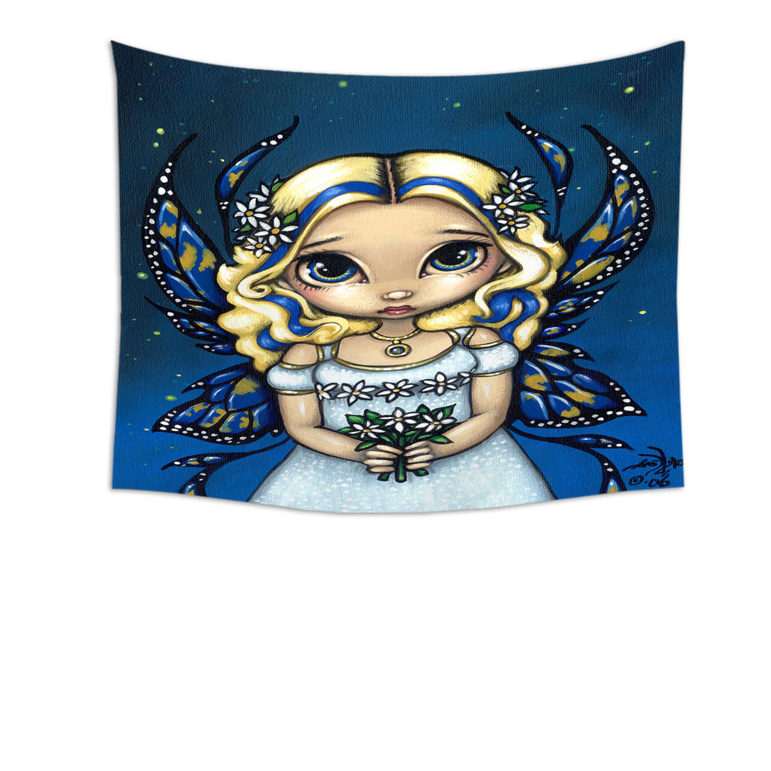 Tapestry Wall Decor with Daisy Lovely Blonde Fairy with Flowers