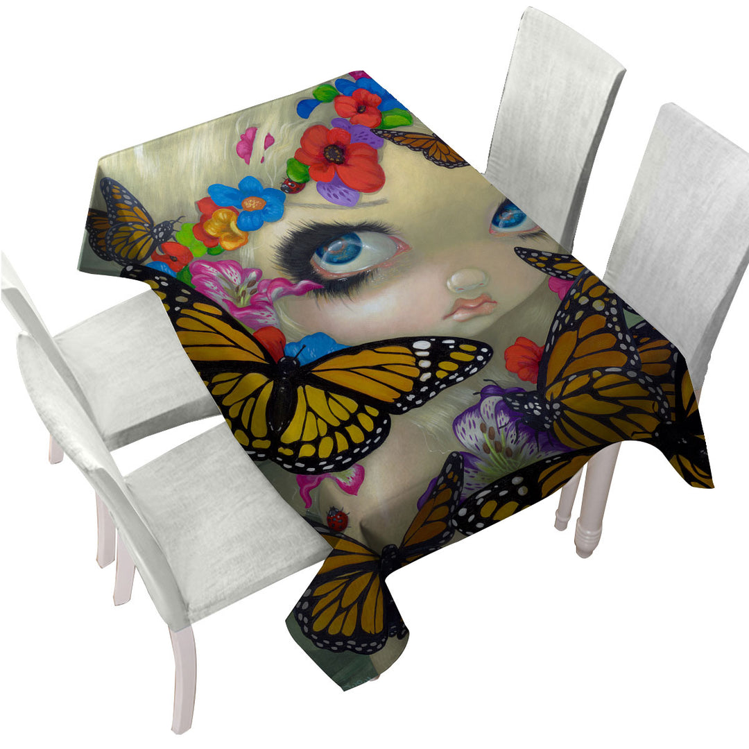 Tara Floral Girl and Butterflies Tablecloth