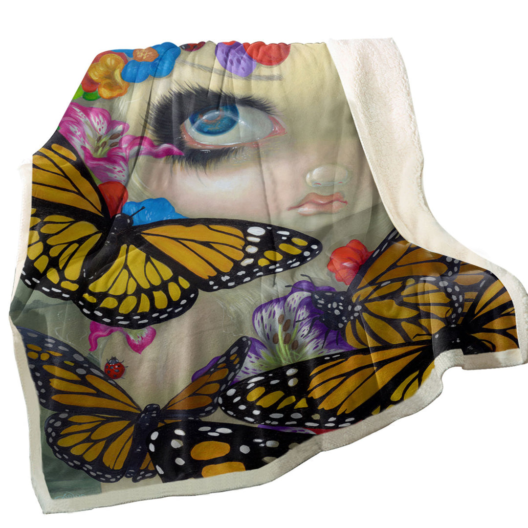 Tara Floral Girl and Butterflies Throws