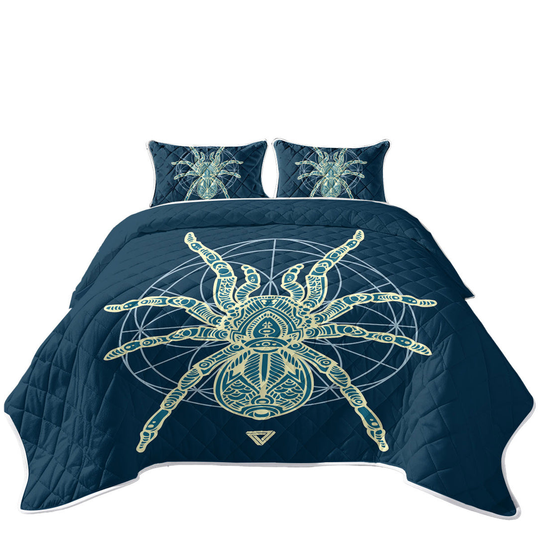 Teal Yellow Tarantula Spider California King Quilt Sets