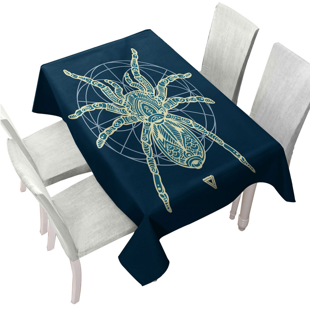 Teal Yellow Tarantula Spider Tablecloth