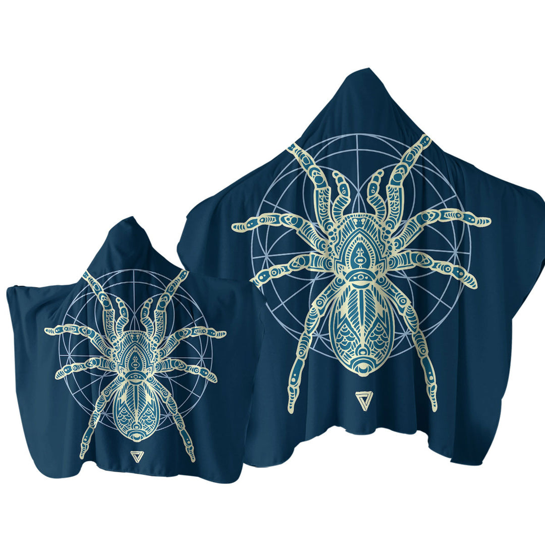 Teal Yellow Tarantula Spider Towel with Hood