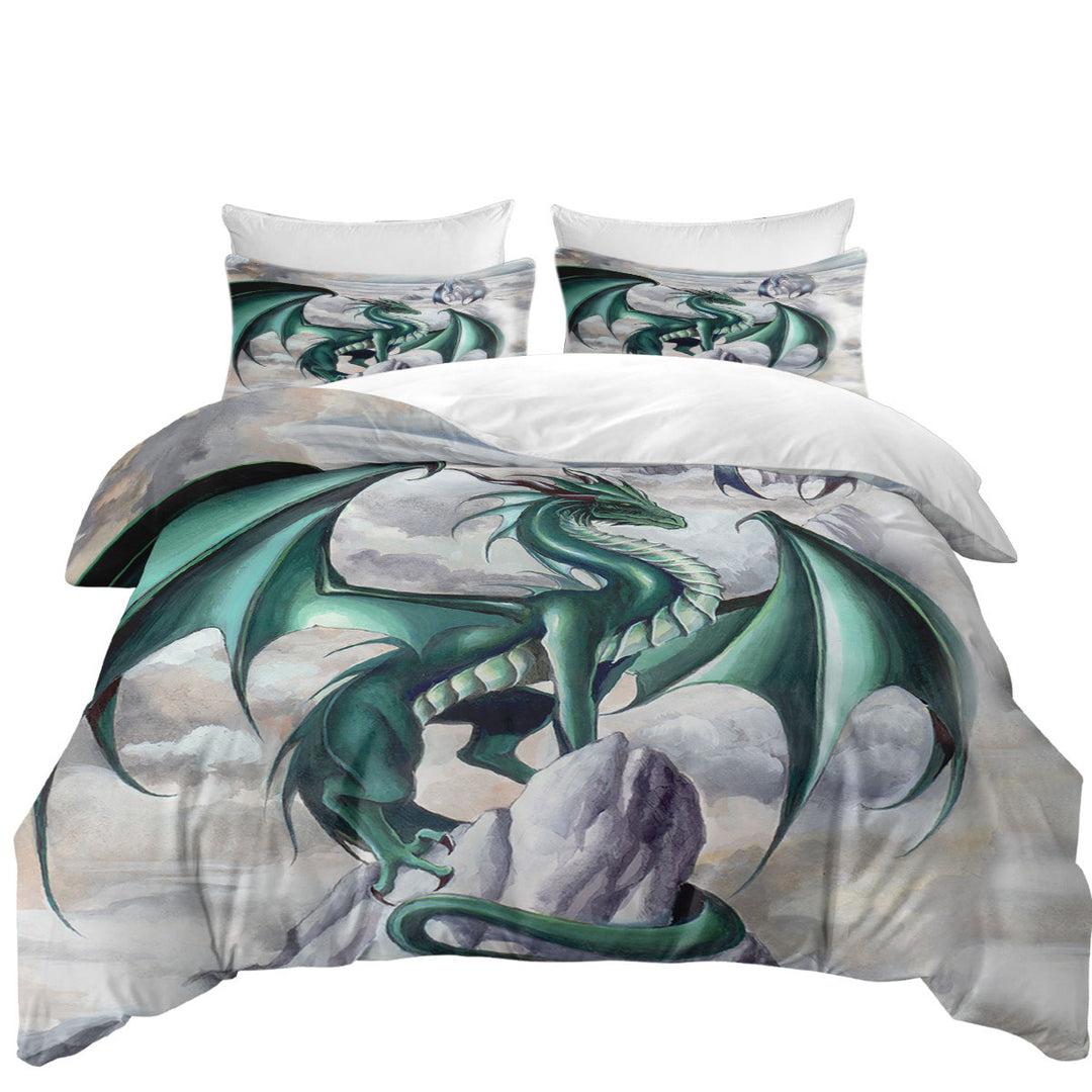 Tempest Clouds Cliffs Dragons Coverlet