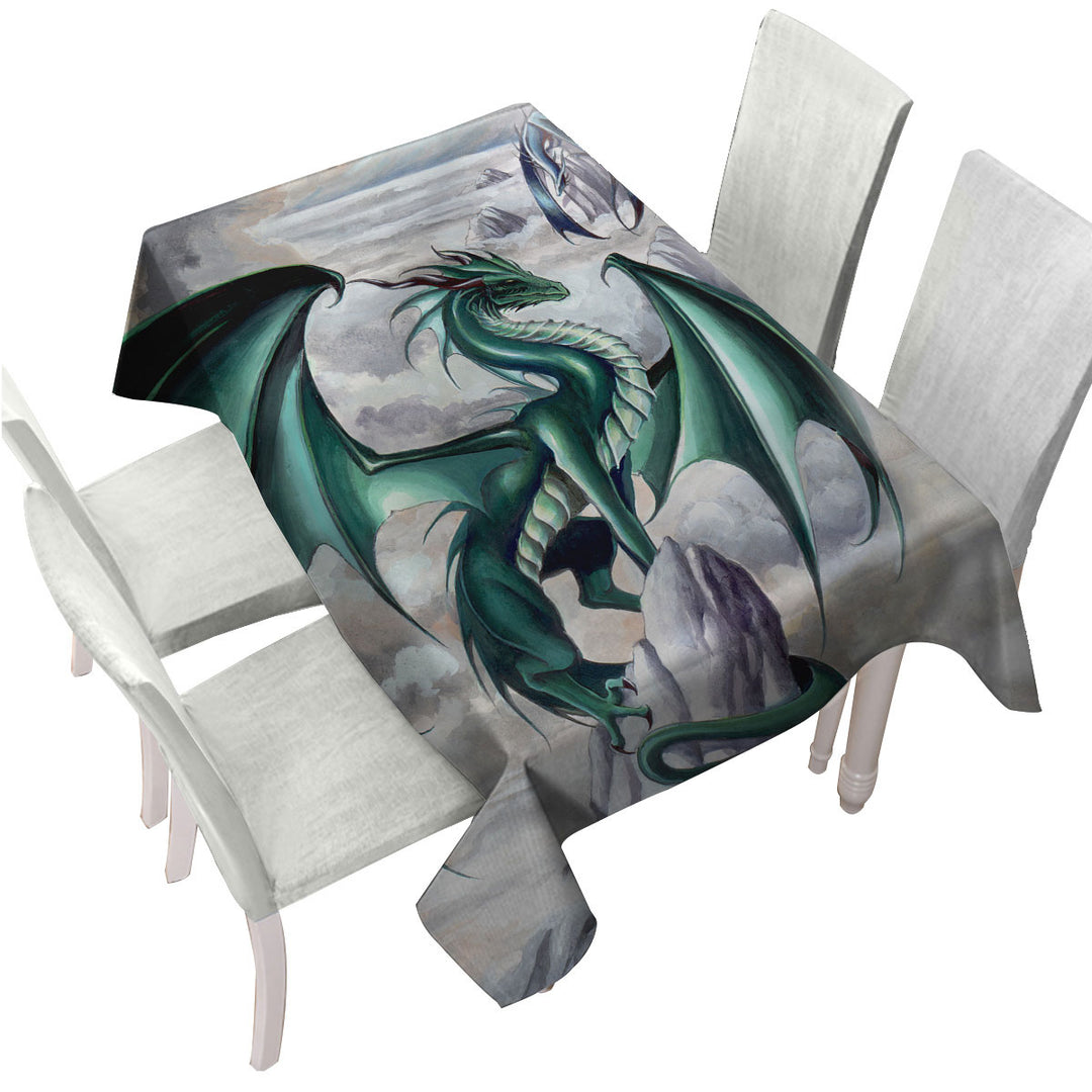 Tempest Clouds Cliffs Dragons Tablecloth