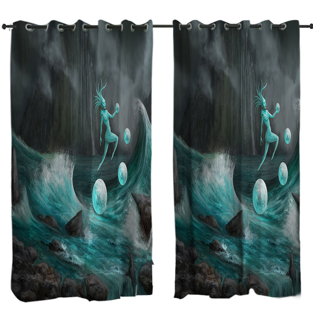 Thalassa the Ocean God Fantasy Art Curtain