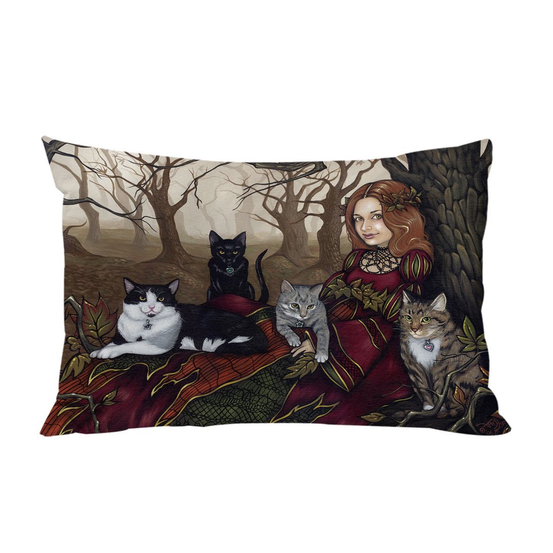 The Autumn Maiden Karen and Her Cats Pillow Cases