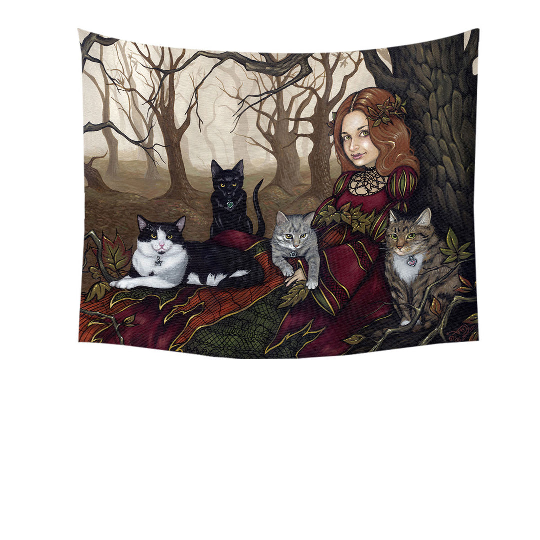 The Autumn Maiden Karen and Her Cats Wall Decor Prints