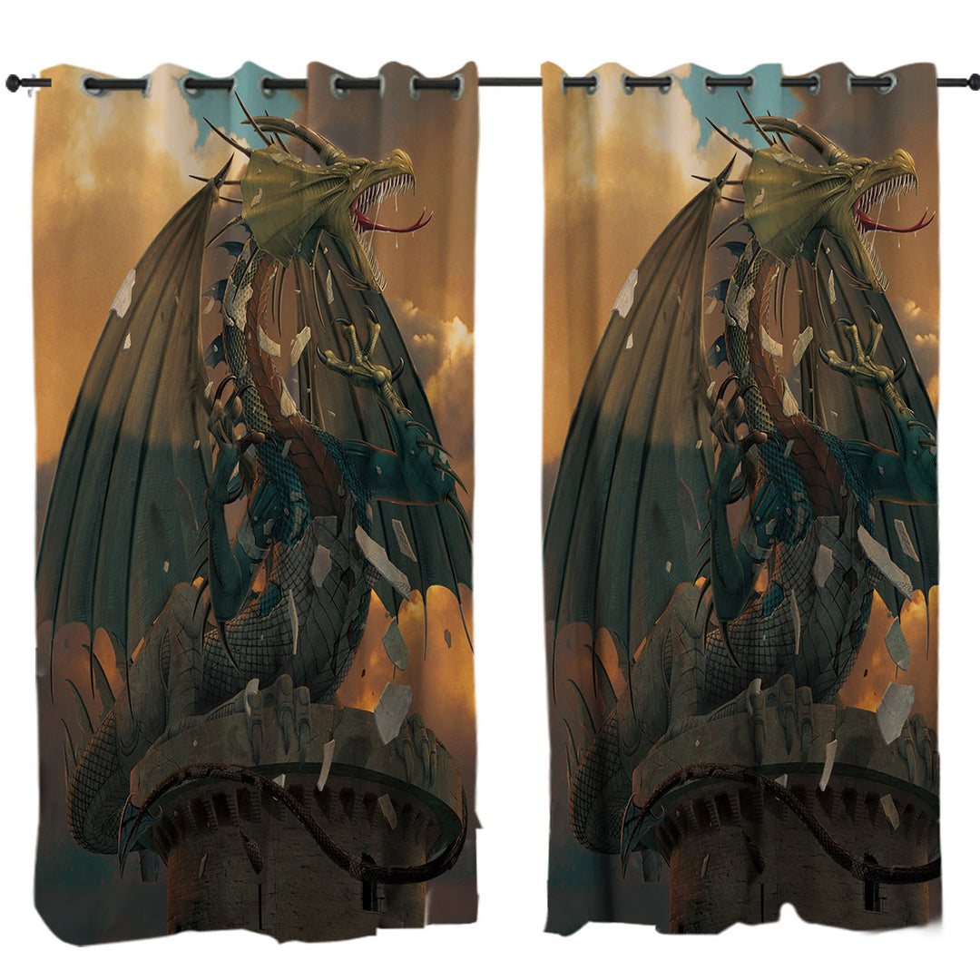 The Awakening Cool Fantasy Dragon Drapes