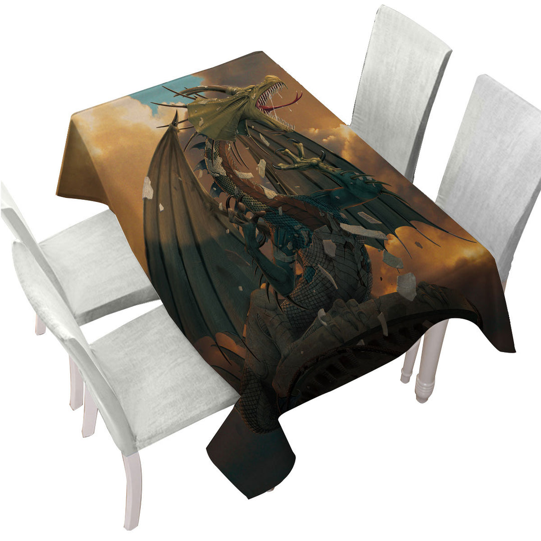 The Awakening Cool Fantasy Dragon Tablecloth