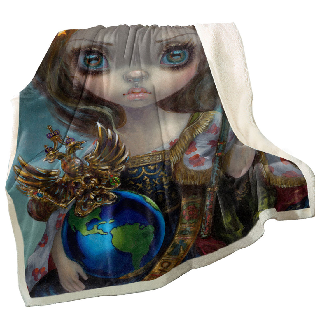 The Empress of the Universe Victorian Girl Sherpa Blanket