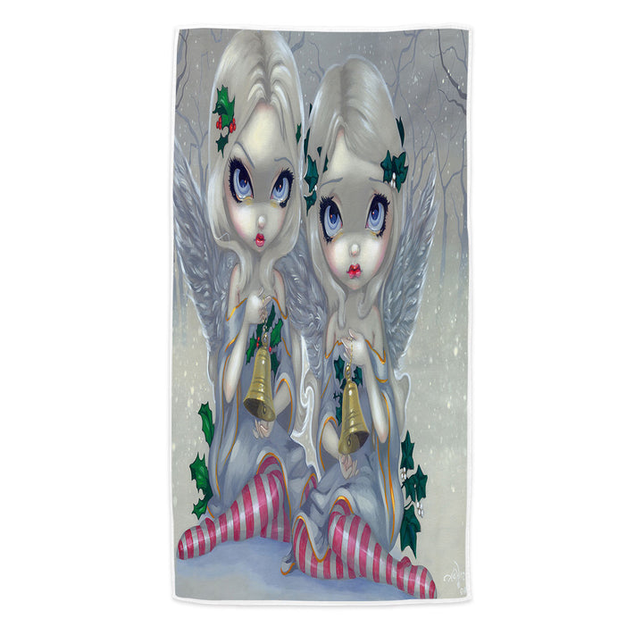 The Holly and The Ivy Beautiful Christmas Angels Beach Towels