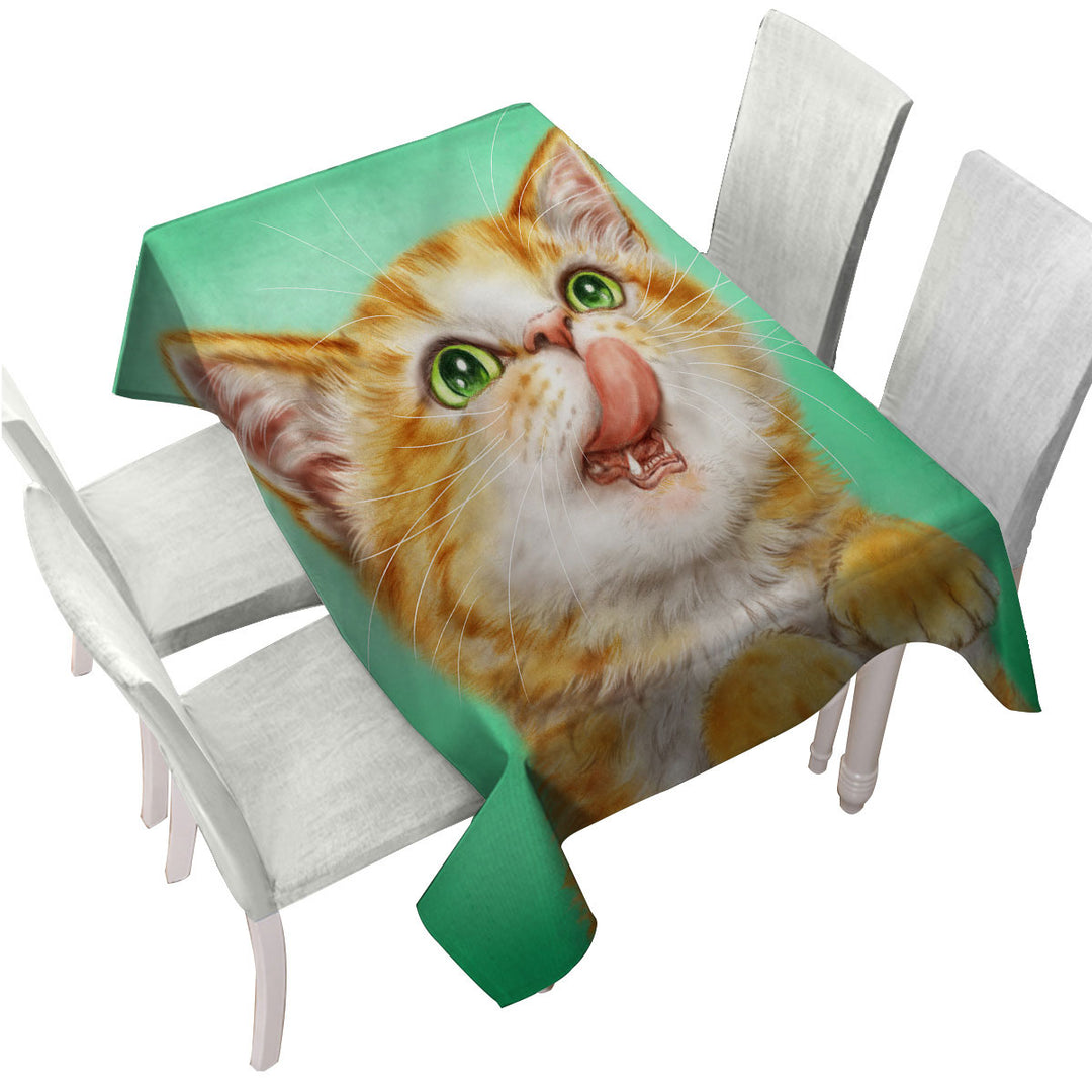 The Hungry Ginger Kitten Cute Cats Art Custom tablecloths