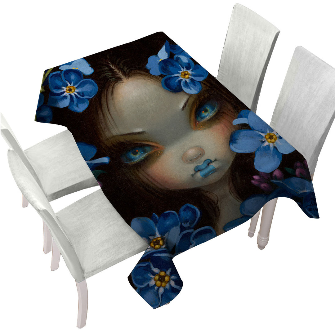 The Language of Flowers Forget Me Nots Blue Girl Tablecloth