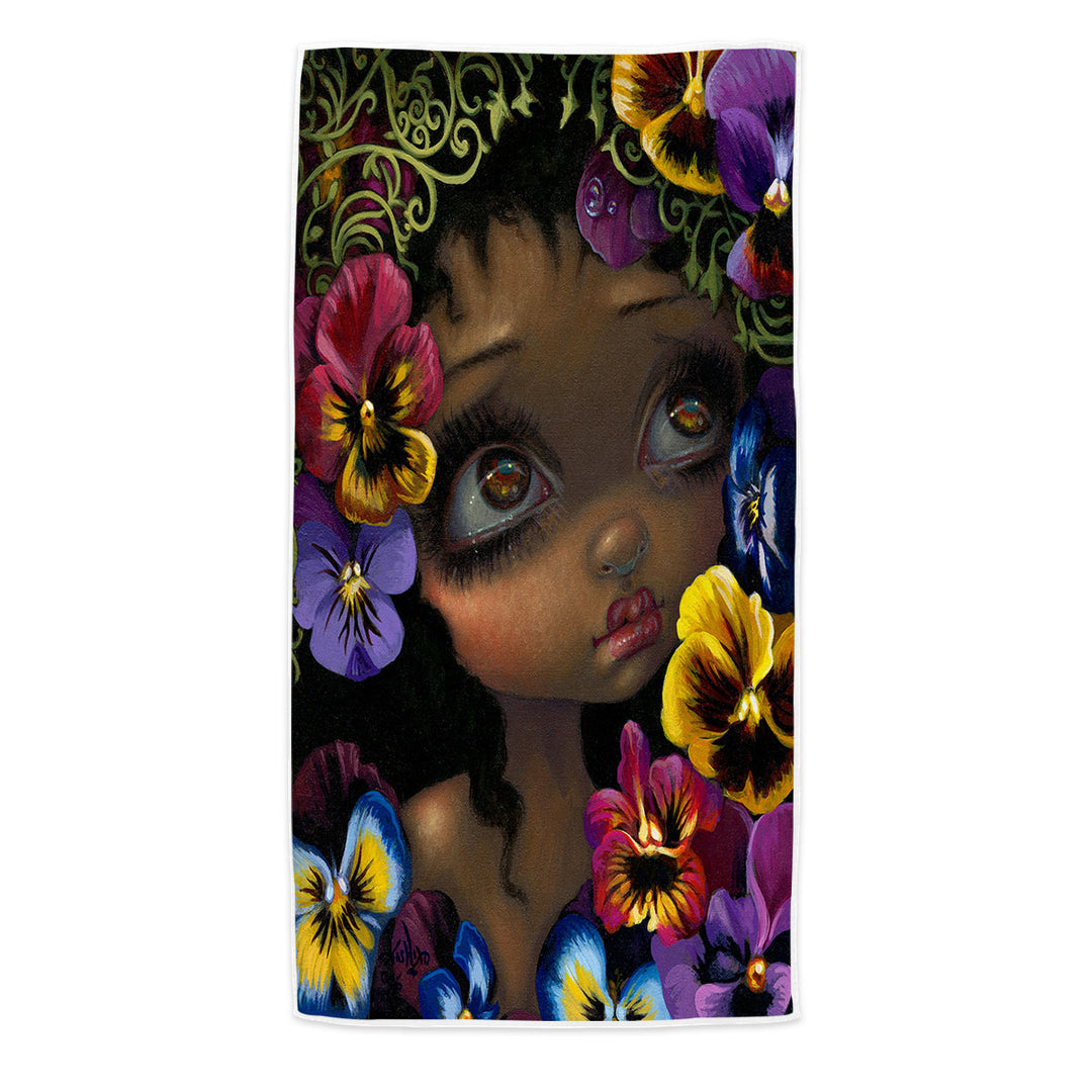 The Language of Flowers Pansies Microfiber Beach Towel