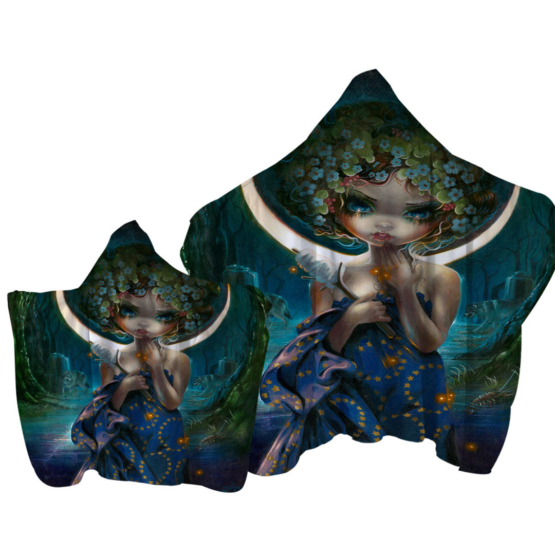 The Moon Goddess Forest Wolves and Beautiful Maiden Towel Hoodie