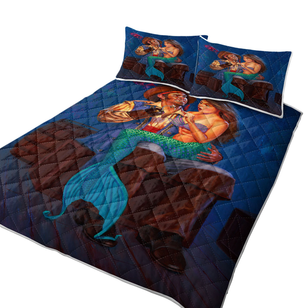 The Proposal Funny Cool Pirate and Mermaid Summer Quilt