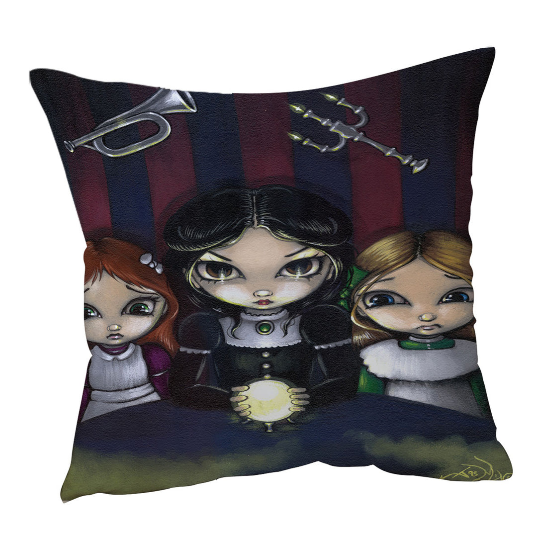 The Seance Dark Gothic Art of Three Spiritual Girls Cushion Covers