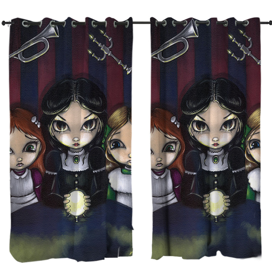 The Seance Dark Gothic Art of Three Spiritual Girls Drapes for Living Room