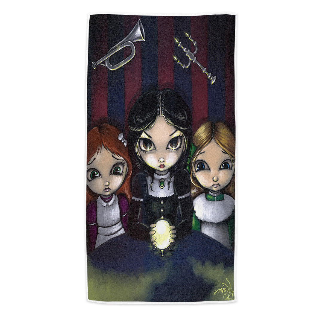 The Seance Dark Gothic Art of Three Spiritual Girls Pool Towels