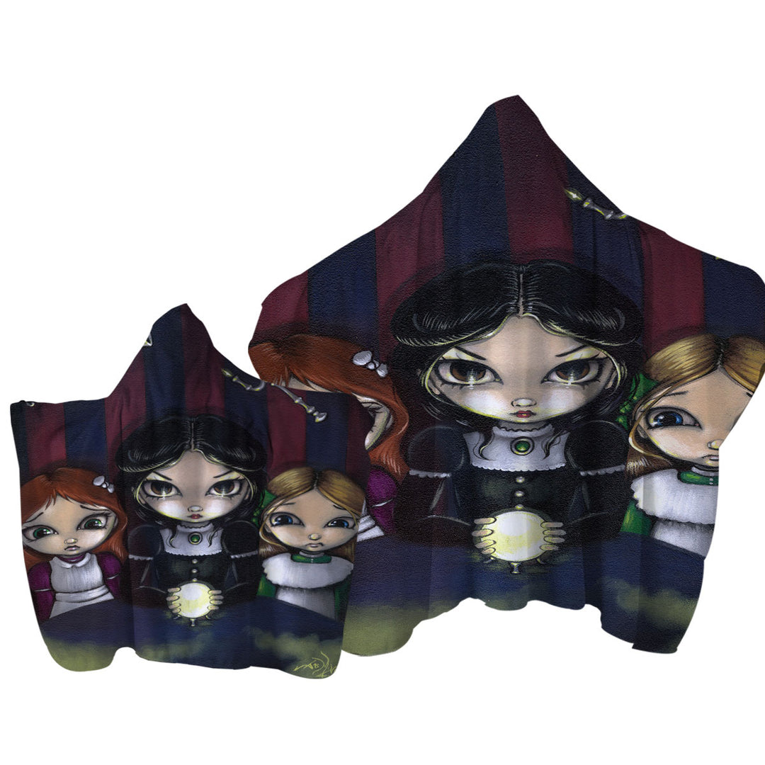 The Seance Dark Gothic Art of Three Spiritual Girls Towel with Hood