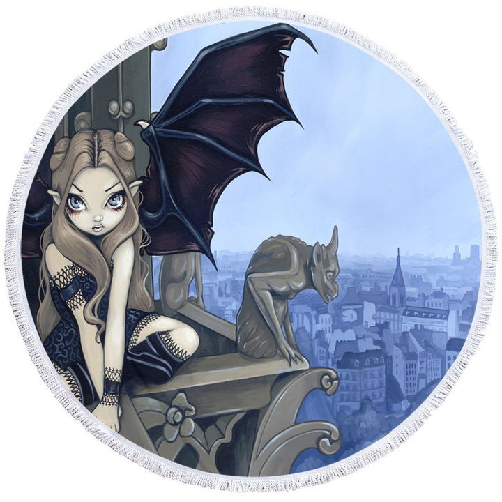 The Secret of Notre Dame Mysterious Gargoyle Round Towel