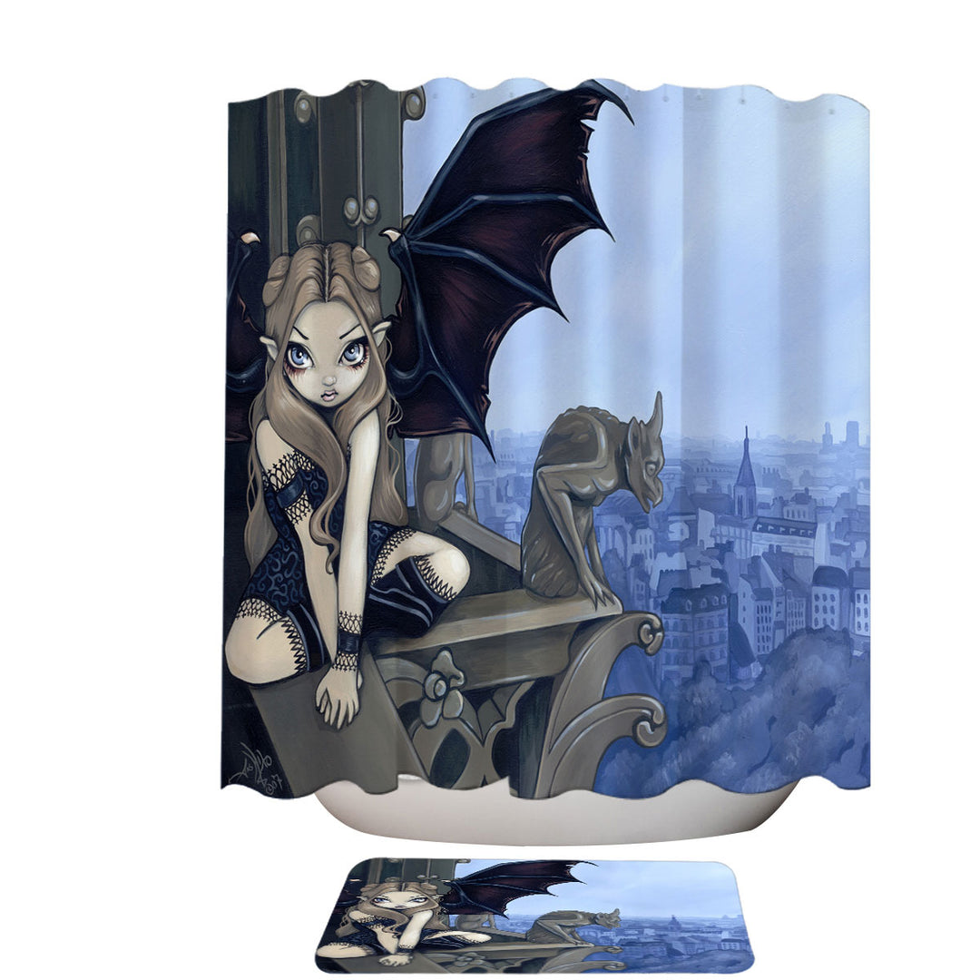 The Secret of Notre Dame Mysterious Gargoyle Shower Curtain