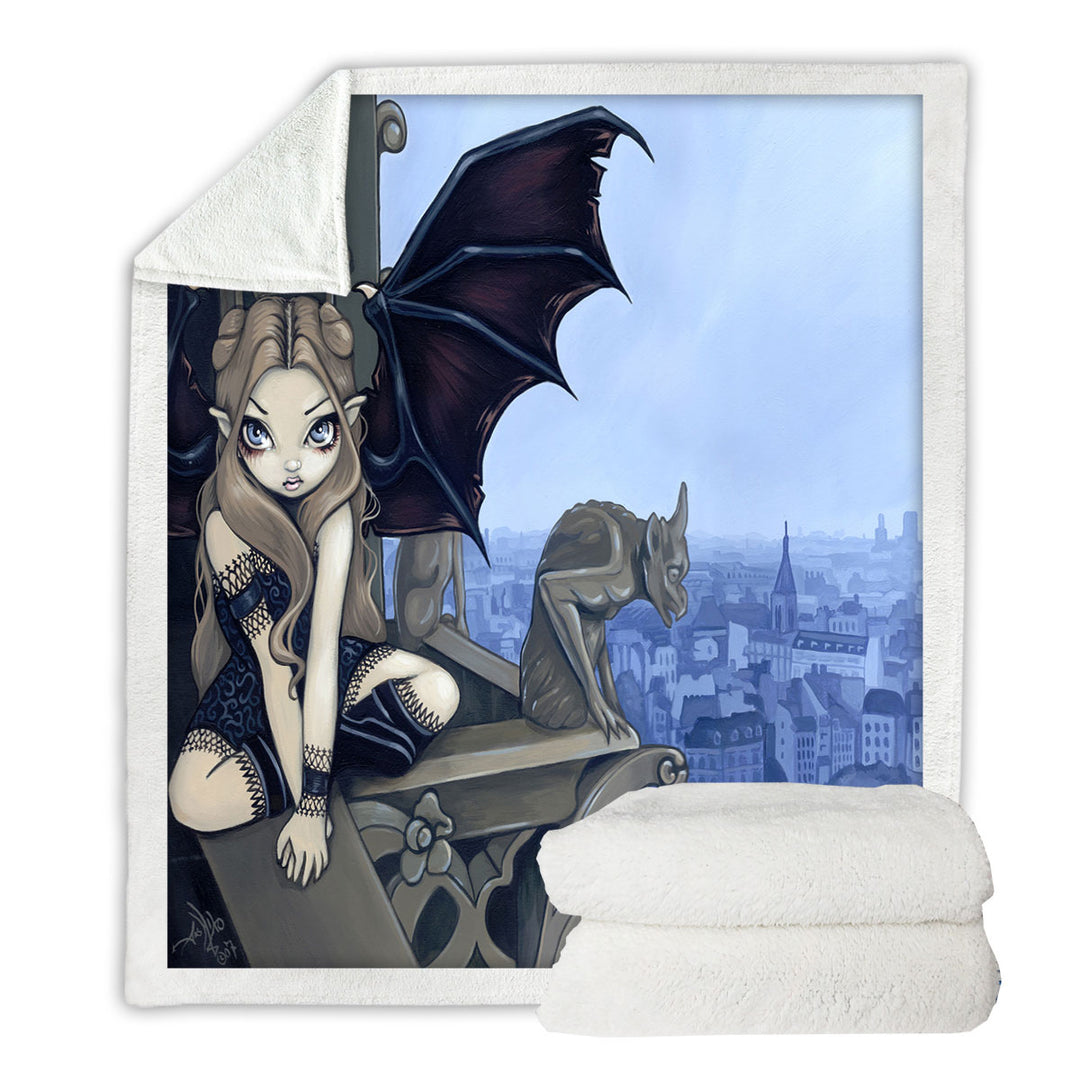 The Secret of Notre Dame Mysterious Gargoyle Throw Blanket