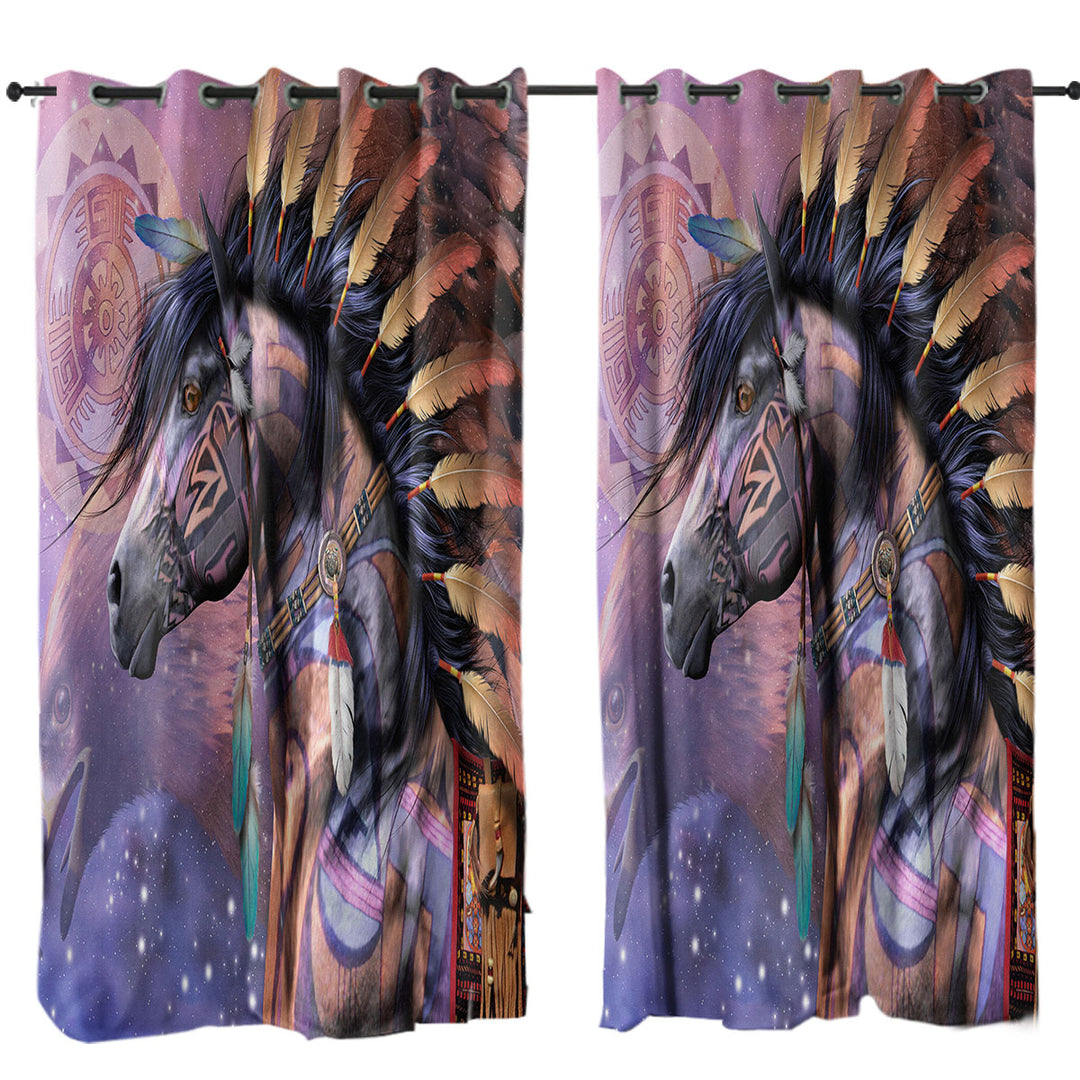 The Shaman Native American Horse Curtains for Bedroom