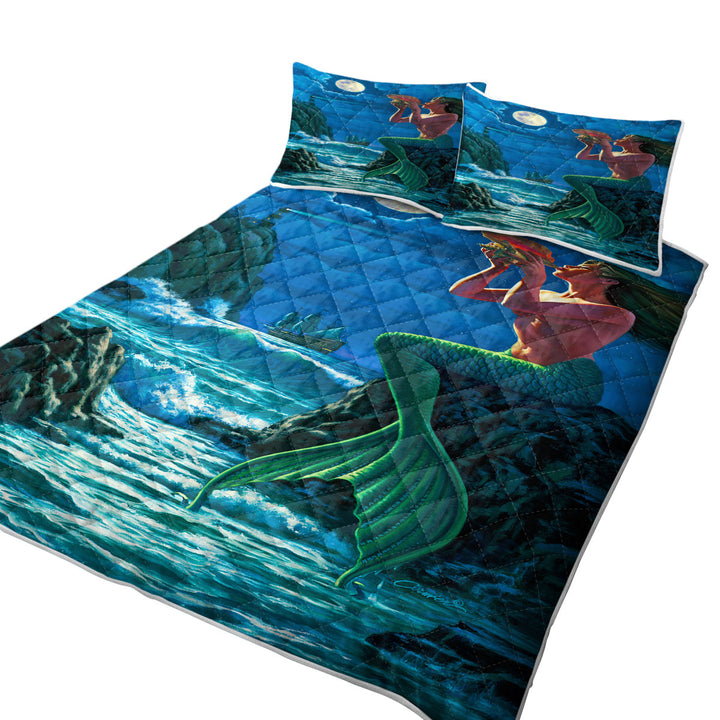 The Sounds of Night Coastal Mermaid California King Quilt Sets