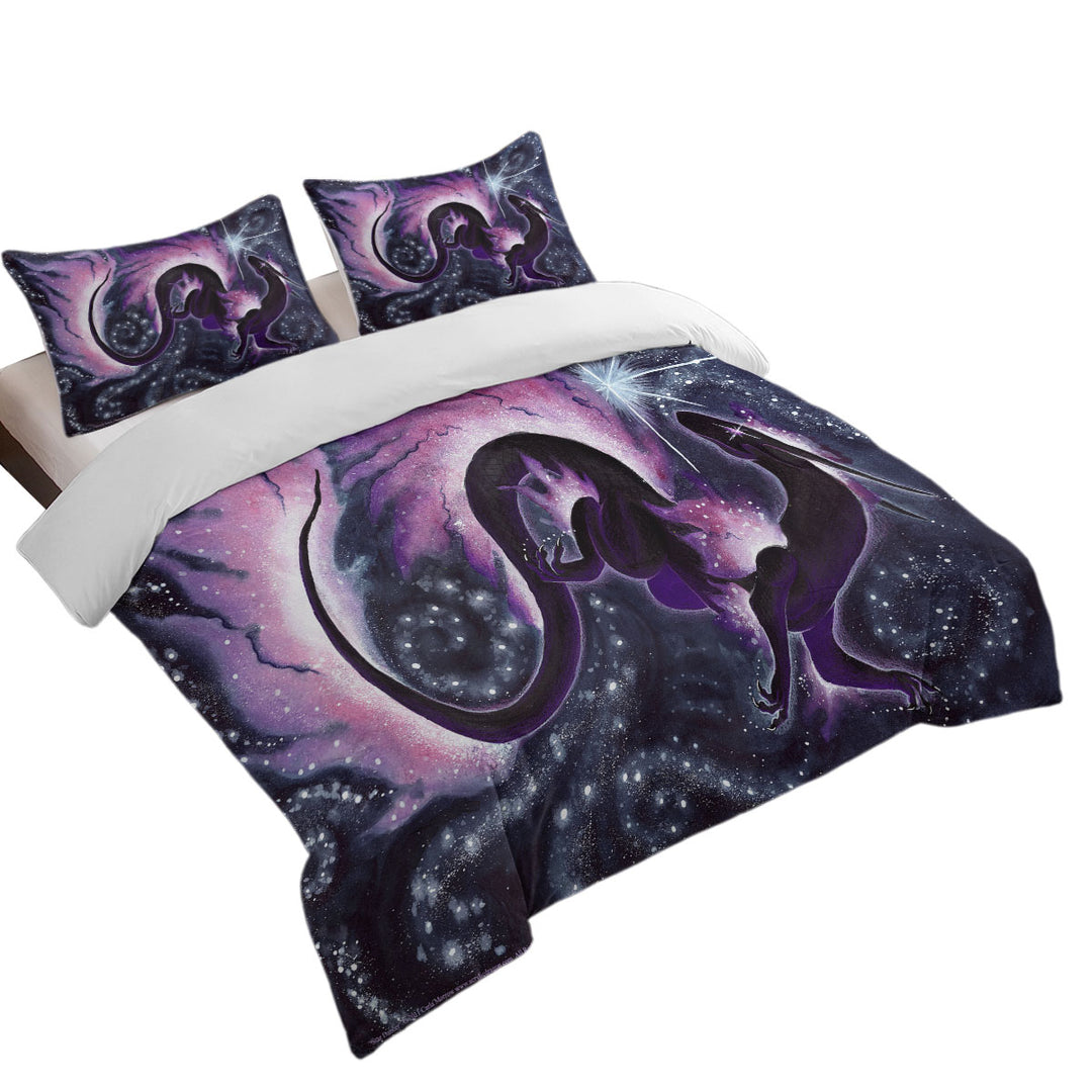 The Star Dancer Fantasy Art Purple Galaxy and Dragon Good Duvet Covers