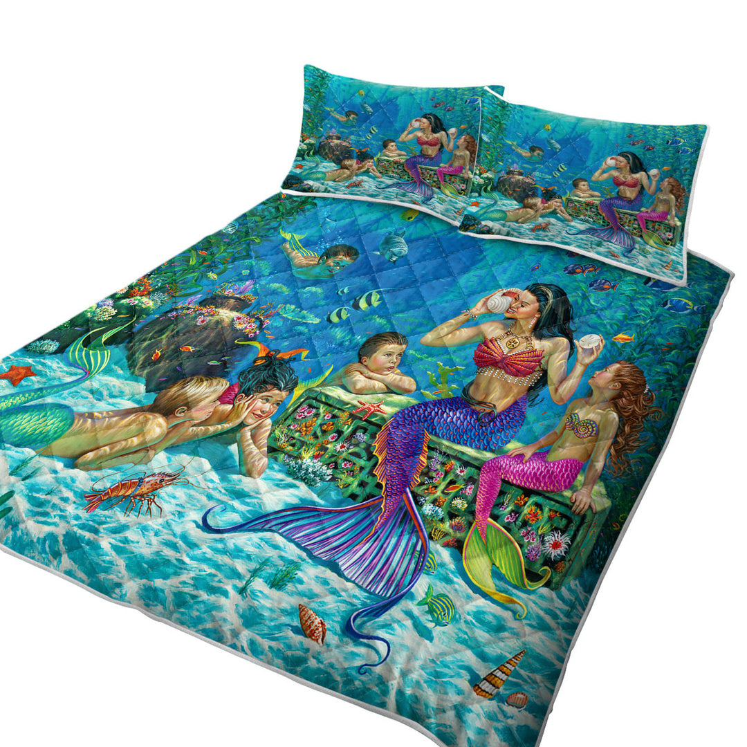 The Story Teller Mermaids Underwater World King Size Quilt