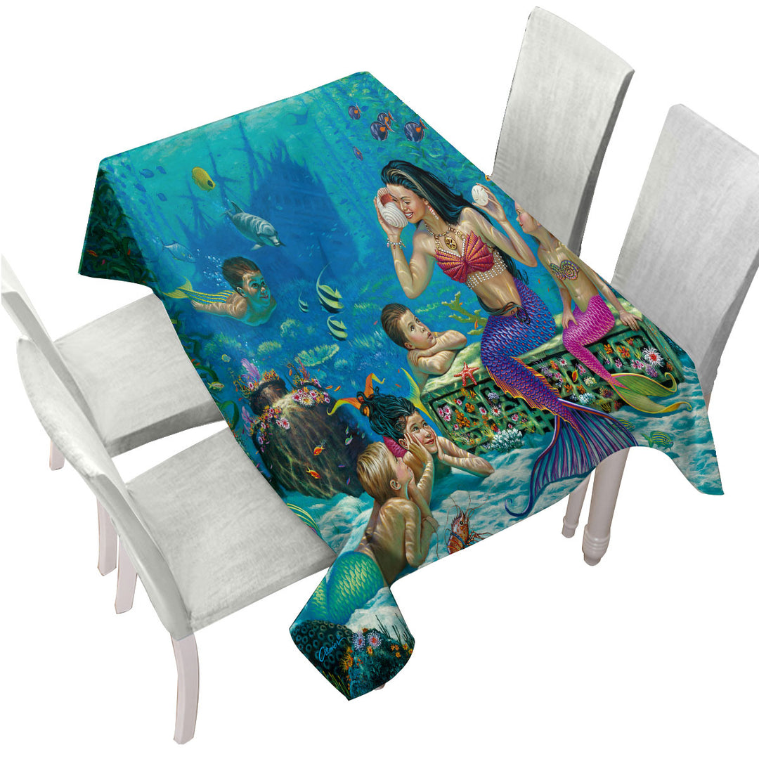 The Story Teller Mermaids Underwater World Table Cover