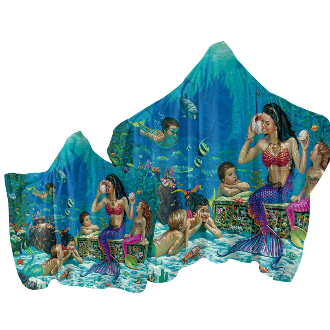 The Story Teller Mermaids Underwater World Towel with Hood