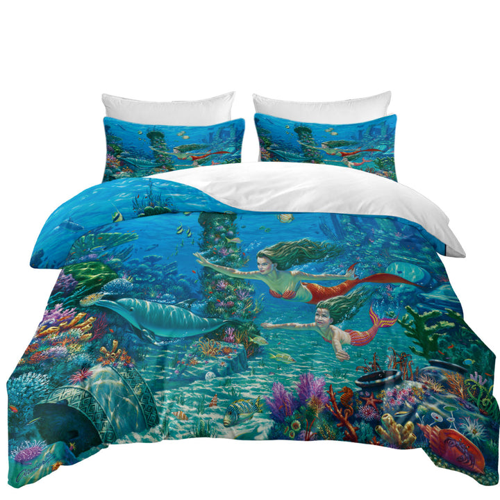 The Swimming Lesson Mermaids Underwater World Duvet Covers